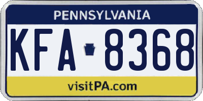 PA license plate KFA8368