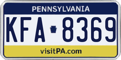 PA license plate KFA8369
