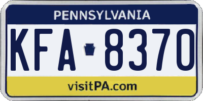 PA license plate KFA8370