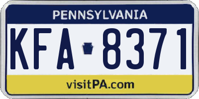 PA license plate KFA8371
