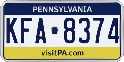 PA license plate KFA8374