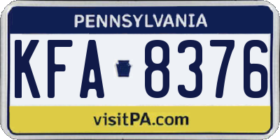 PA license plate KFA8376