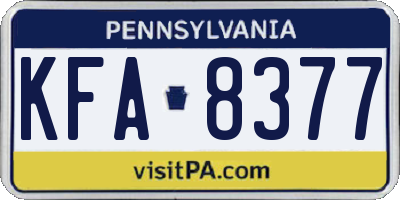 PA license plate KFA8377
