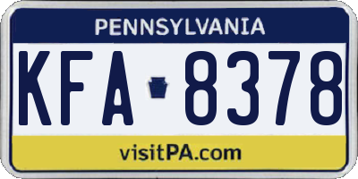 PA license plate KFA8378