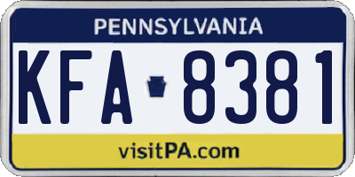PA license plate KFA8381