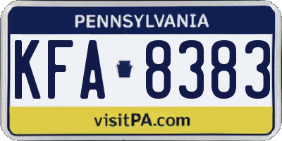 PA license plate KFA8383