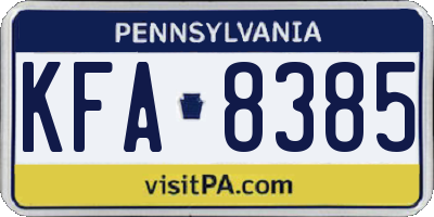 PA license plate KFA8385