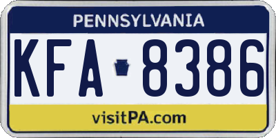PA license plate KFA8386