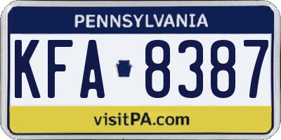 PA license plate KFA8387