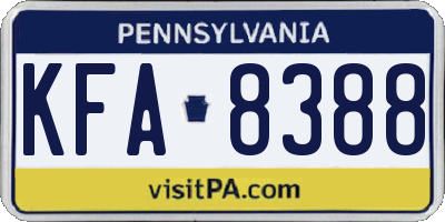 PA license plate KFA8388