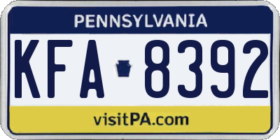 PA license plate KFA8392
