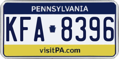 PA license plate KFA8396