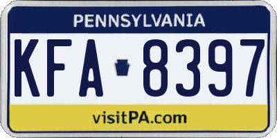 PA license plate KFA8397