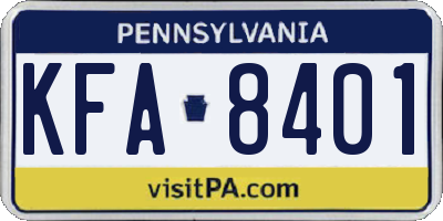 PA license plate KFA8401