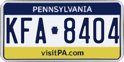 PA license plate KFA8404