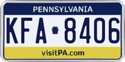 PA license plate KFA8406