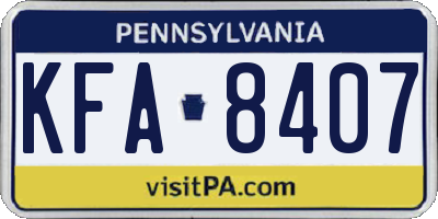 PA license plate KFA8407