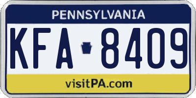 PA license plate KFA8409