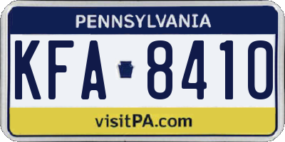 PA license plate KFA8410
