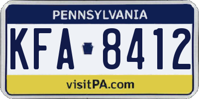 PA license plate KFA8412