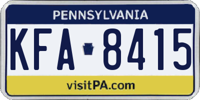 PA license plate KFA8415