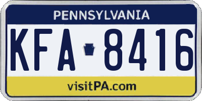PA license plate KFA8416