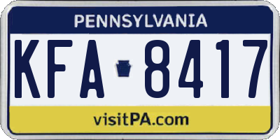 PA license plate KFA8417