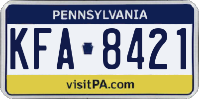 PA license plate KFA8421