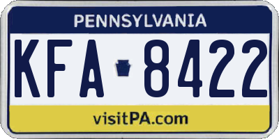 PA license plate KFA8422