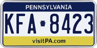 PA license plate KFA8423