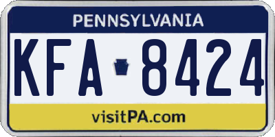 PA license plate KFA8424