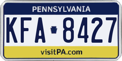 PA license plate KFA8427
