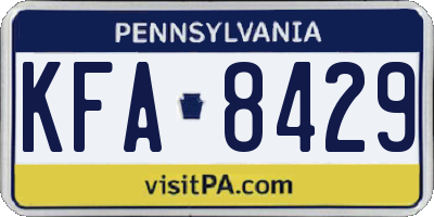 PA license plate KFA8429