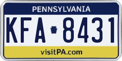 PA license plate KFA8431