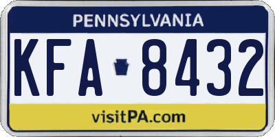 PA license plate KFA8432