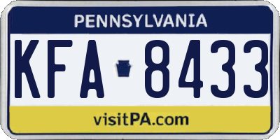 PA license plate KFA8433