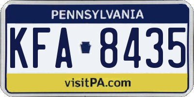 PA license plate KFA8435