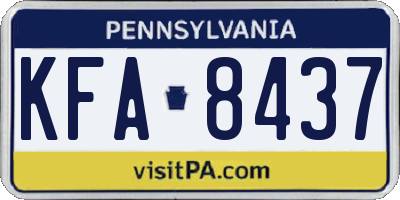 PA license plate KFA8437