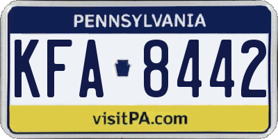 PA license plate KFA8442