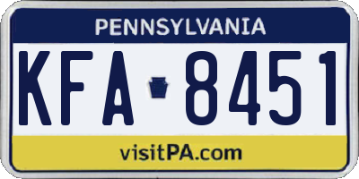 PA license plate KFA8451