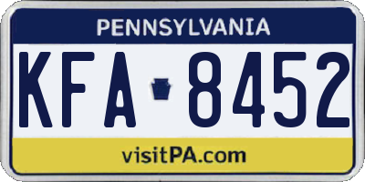 PA license plate KFA8452