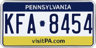 PA license plate KFA8454