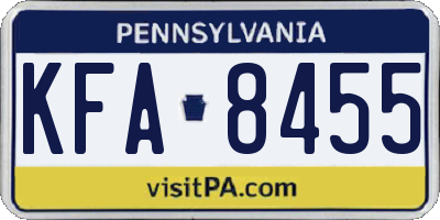 PA license plate KFA8455