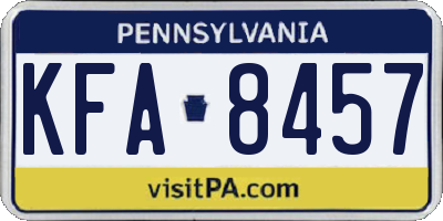 PA license plate KFA8457
