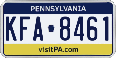 PA license plate KFA8461