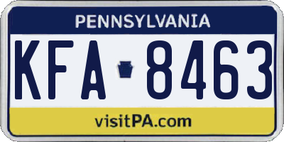 PA license plate KFA8463