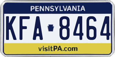 PA license plate KFA8464