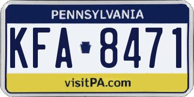 PA license plate KFA8471