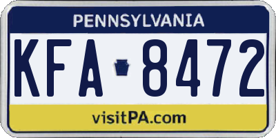 PA license plate KFA8472