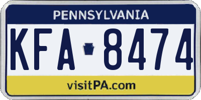 PA license plate KFA8474